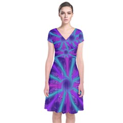 Wallpaper Tie Dye Pattern Short Sleeve Front Wrap Dress by Wegoenart