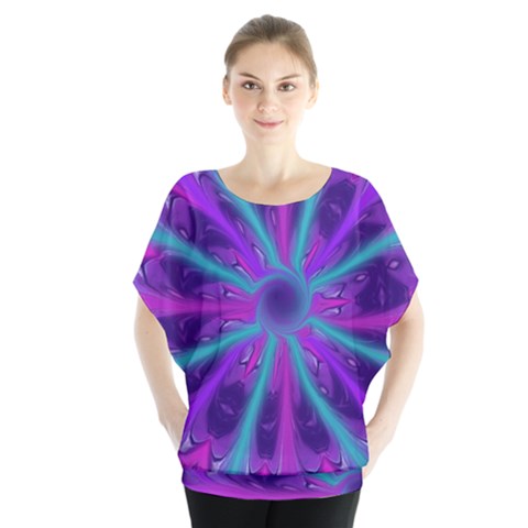 Wallpaper Tie Dye Pattern Batwing Chiffon Blouse by Wegoenart