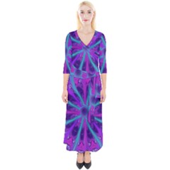 Wallpaper Tie Dye Pattern Quarter Sleeve Wrap Maxi Dress by Wegoenart