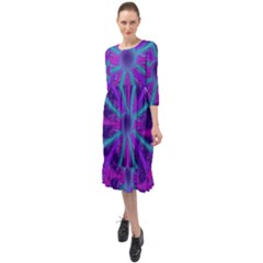 Wallpaper Tie Dye Pattern Ruffle End Midi Chiffon Dress by Wegoenart