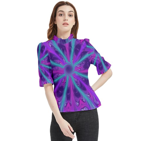 Wallpaper Tie Dye Pattern Frill Neck Blouse by Wegoenart