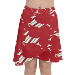 Christmas-merry Christmas Chiffon Wrap Front Skirt by nateshop