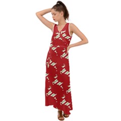 Christmas-merry Christmas V-neck Chiffon Maxi Dress by nateshop