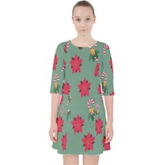 Cute ,merry Christmas Quarter Sleeve Pocket Dress by nateshop