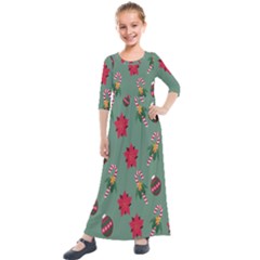 Cute ,merry Christmas Kids  Quarter Sleeve Maxi Dress by nateshop