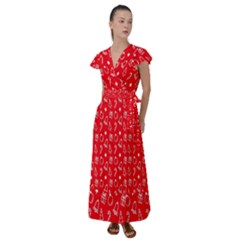 Merry Christmas,cute Flutter Sleeve Maxi Dress by nateshop