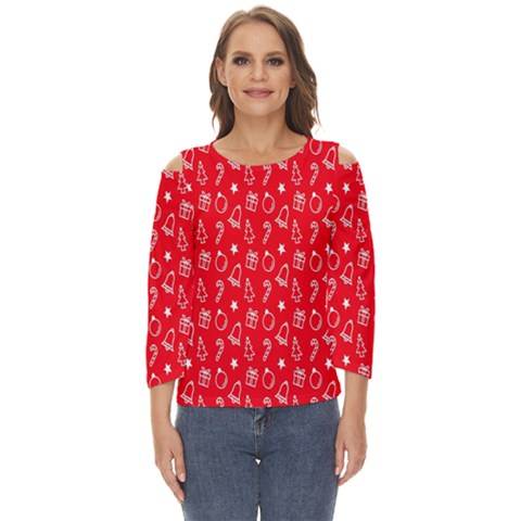 Merry Christmas,cute Cut Out Wide Sleeve Top by nateshop