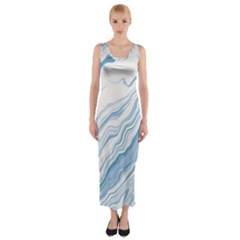 Marble Abstract Art Artistic Backdrop Fitted Maxi Dress by Wegoenart