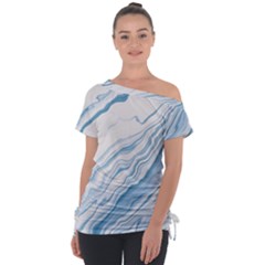 Marble Abstract Art Artistic Backdrop Off Shoulder Tie-up Tee