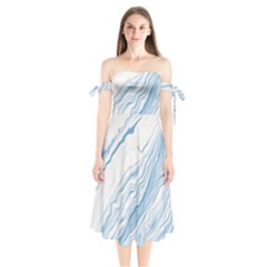 Marble Abstract Art Artistic Backdrop Shoulder Tie Bardot Midi Dress