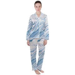 Marble Abstract Art Artistic Backdrop Satin Long Sleeve Pajamas Set by Wegoenart