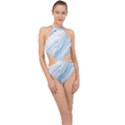 Marble Abstract Art Artistic Backdrop Halter Side Cut Swimsuit View1