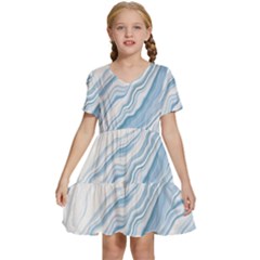 Marble Abstract Art Artistic Backdrop Kids  Short Sleeve Tiered Mini Dress