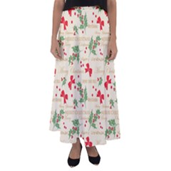 Christmas-paper Flared Maxi Skirt