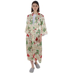 Christmas-paper Maxi Satin Kimono