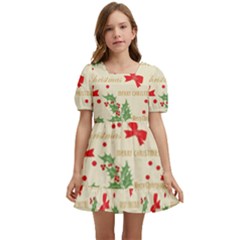 Christmas-paper Kids  Short Sleeve Dolly Dress by nateshop