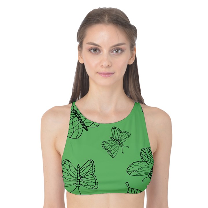 Green Nature Pattern Tank Bikini Top