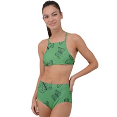 Green Nature Pattern High Waist Tankini Set by Wegoenart