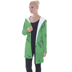 Green Nature Pattern Longline Hooded Cardigan by Wegoenart