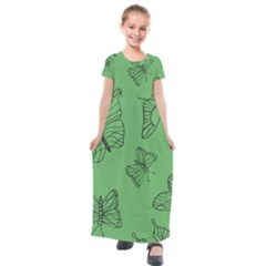 Green Nature Pattern Kids  Short Sleeve Maxi Dress by Wegoenart