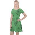 Green Nature Pattern Cap Sleeve Velour Dress  View1