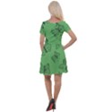 Green Nature Pattern Cap Sleeve Velour Dress  View2