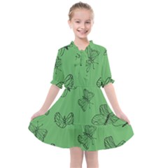 Green Nature Pattern Kids  All Frills Chiffon Dress by Wegoenart