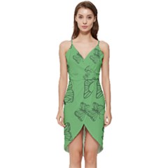 Green Nature Pattern Wrap Frill Dress by Wegoenart