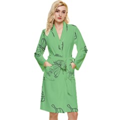 Green Nature Pattern Long Sleeve Velour Robe by Wegoenart