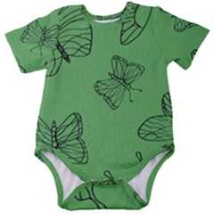 Green Nature Pattern Baby Short Sleeve Onesie Bodysuit by Wegoenart