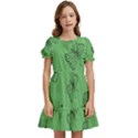 Green Nature Pattern Kids  Puff Sleeved Dress View1