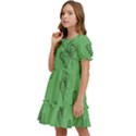 Green Nature Pattern Kids  Puff Sleeved Dress View3