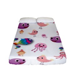 Fish Squid Bird Jellyfish Chicken Fitted Sheet (full/ Double Size) by Wegoenart