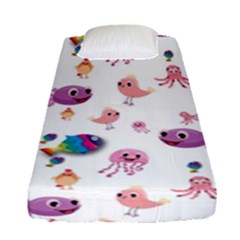 Fish Squid Bird Jellyfish Chicken Fitted Sheet (single Size) by Wegoenart