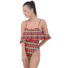 Christmas-papers Drape Piece Swimsuit