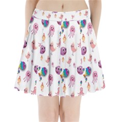 Fish Squid Bird Jellyfish Chicken Pleated Mini Skirt by Wegoenart