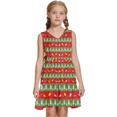 Christmas-papers Kids  Sleeveless Tiered Mini Dress