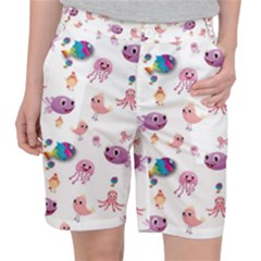 Fish Squid Bird Jellyfish Chicken Pocket Shorts by Wegoenart