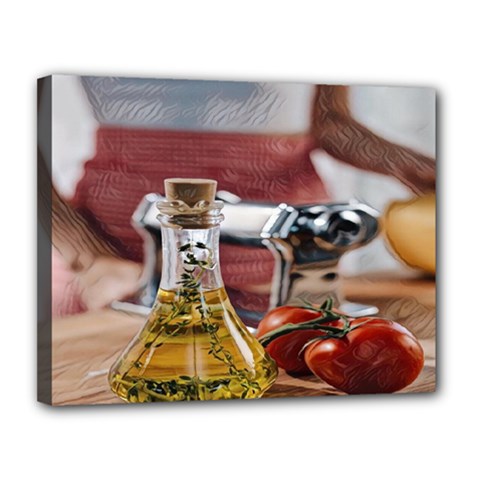 Healthy Ingredients - Olive Oil And Tomatoes Canvas 14  X 11  (stretched) by ConteMonfrey