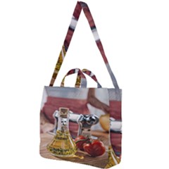 Healthy Ingredients - Olive Oil And Tomatoes Square Shoulder Tote Bag by ConteMonfrey