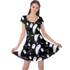 Ghost Background Halloween Cap Sleeve Dress by Wegoenart