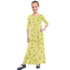 Wallpaper Floral Wallpaper Kids  Quarter Sleeve Maxi Dress by Wegoenart