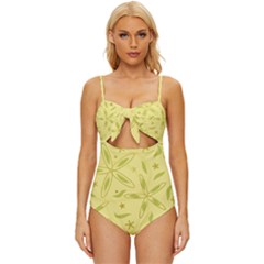 Wallpaper Floral Wallpaper Knot Front One-piece Swimsuit by Wegoenart