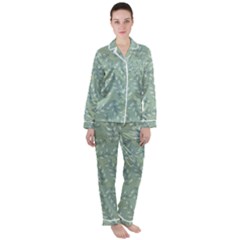 Leaves Nature Pattern Design Satin Long Sleeve Pajamas Set by Wegoenart