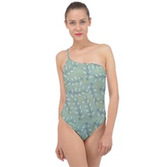 Leaves Nature Pattern Design Classic One Shoulder Swimsuit by Wegoenart