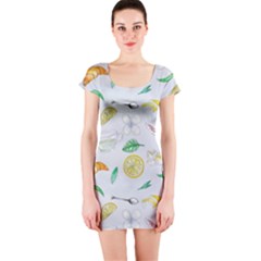 Tea Drinking Welding Tea Bag Short Sleeve Bodycon Dress