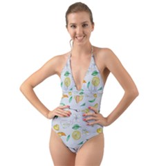 Tea Drinking Welding Tea Bag Halter Cut-Out One Piece Swimsuit