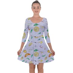 Tea Drinking Welding Tea Bag Quarter Sleeve Skater Dress