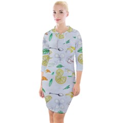 Tea Drinking Welding Tea Bag Quarter Sleeve Hood Bodycon Dress