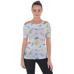 Tea Drinking Welding Tea Bag Shoulder Cut Out Short Sleeve Top